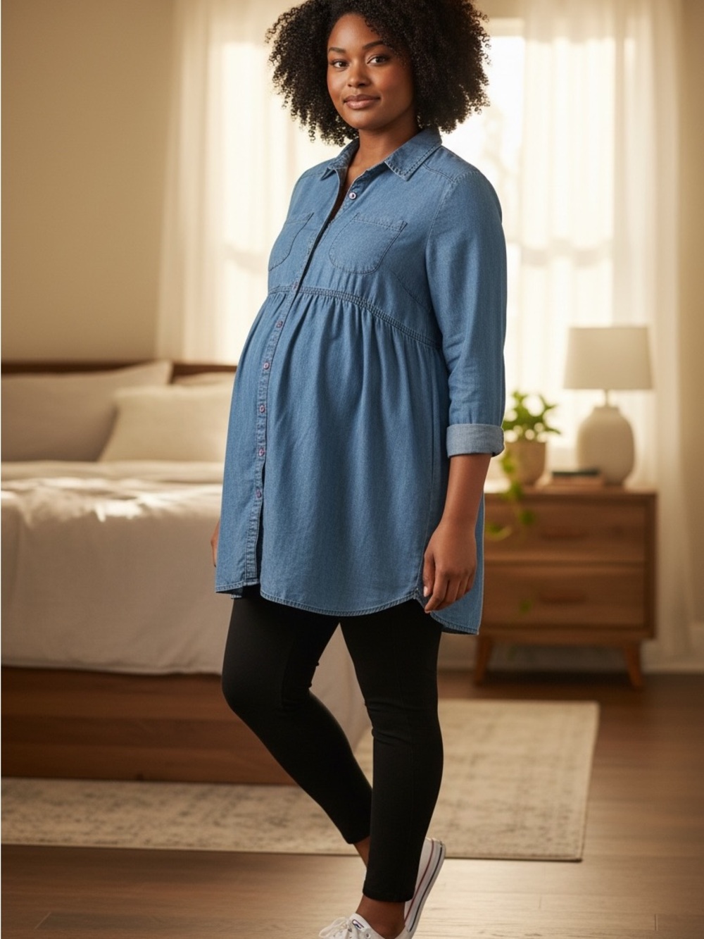 Motherhood Maternity Light Blue Chambray Tunic